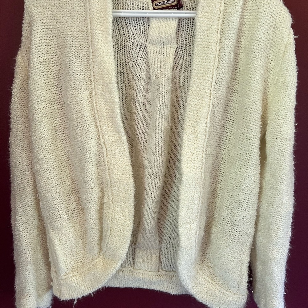 Vintage Cream Cardigan Sweater with Chunky Knit